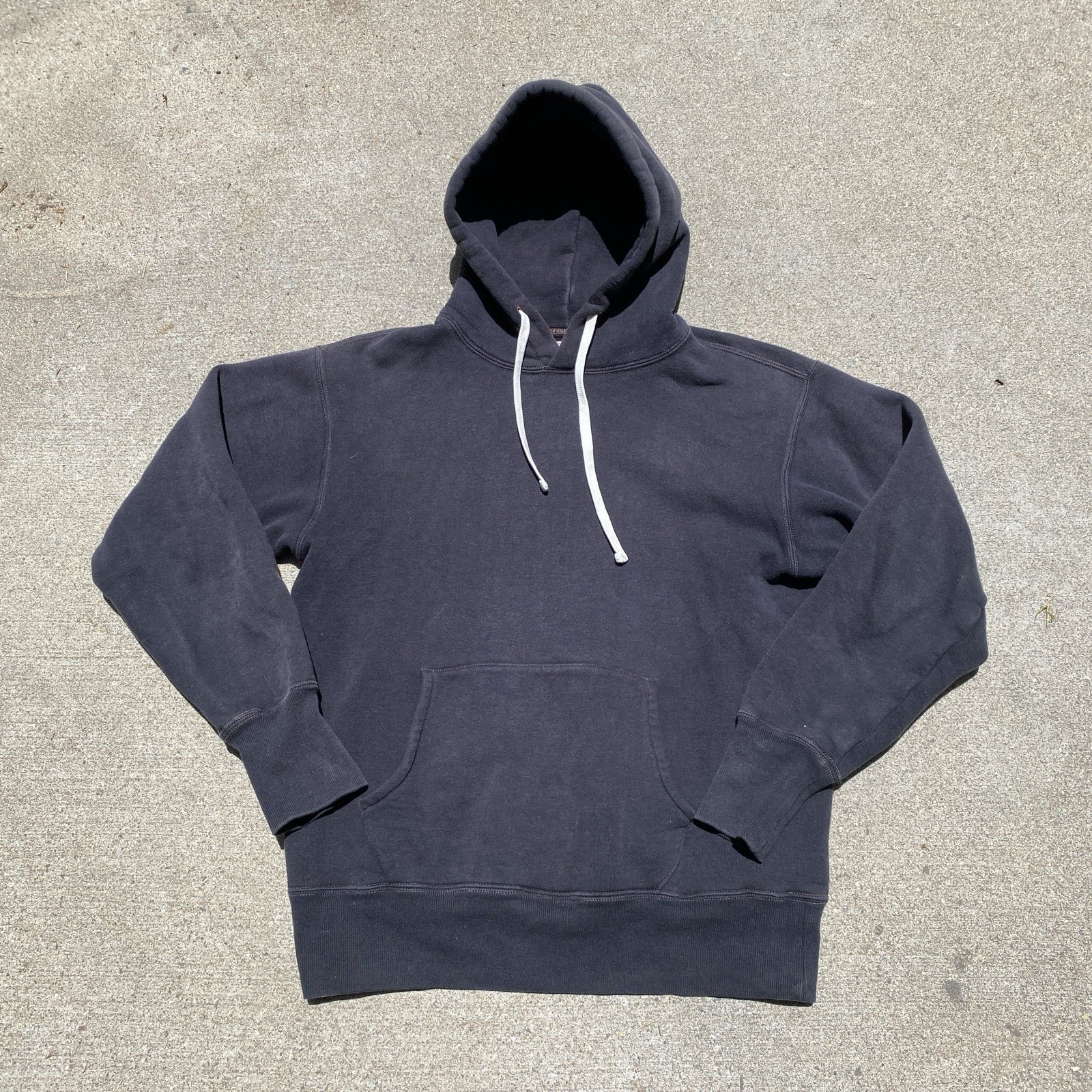 The Real Mccoy's Black Hoodie Medium Blank Made In Japan Cotton Vintage Style